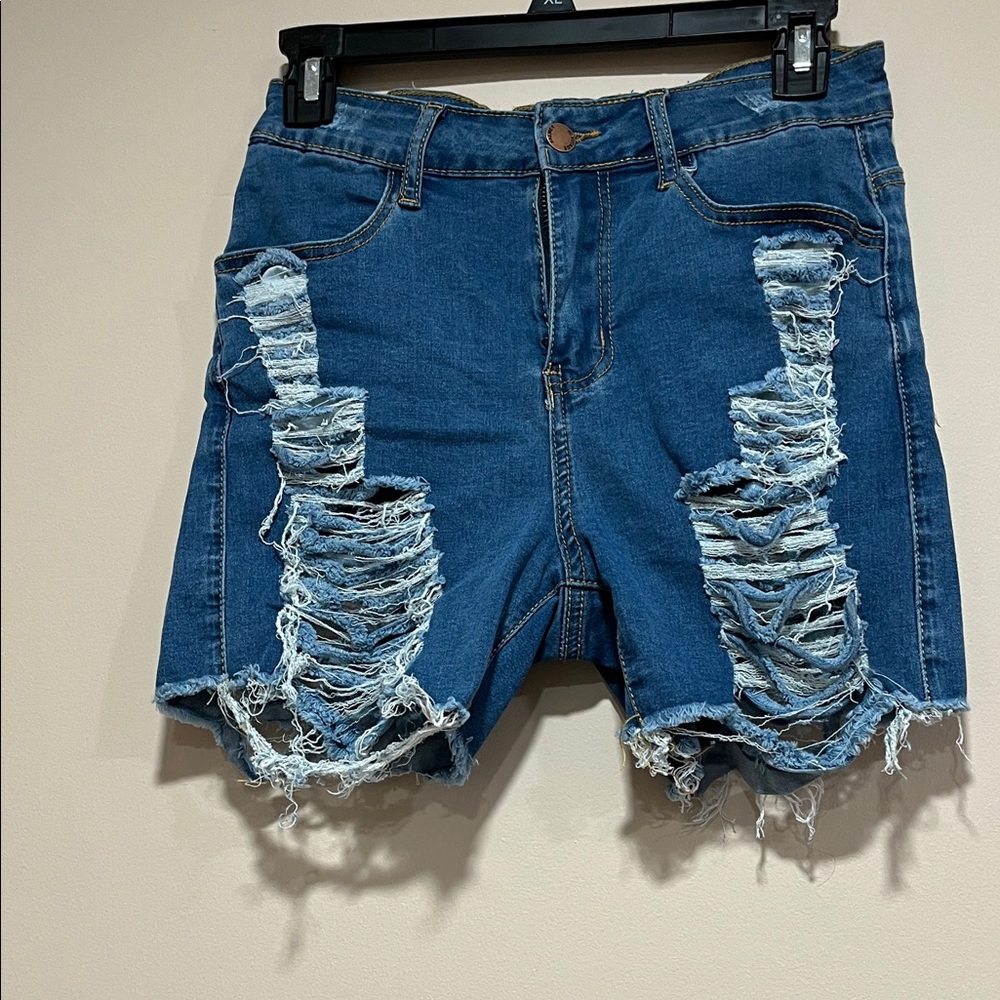 Heritage Ripped Blue Jean Shorts